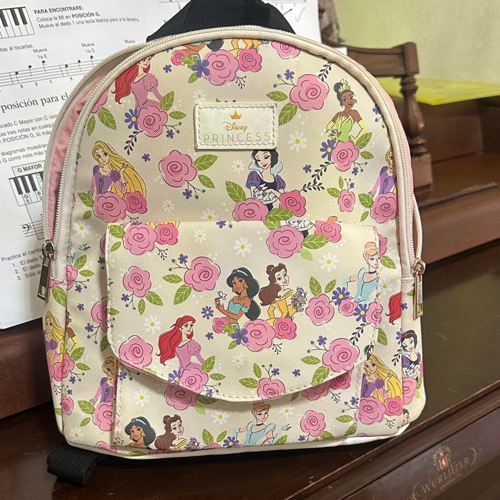 Disney Princess Cream and Pink Floral Backpack
